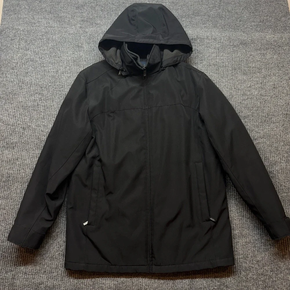 Weatherproof Hooded Jacket Mens M Black Insulated Full Zip Winter Coat